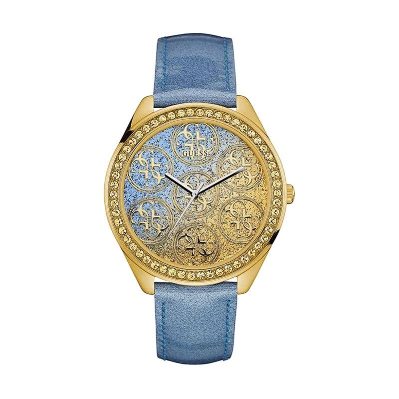GUESS – Guess W0753L2 Crystal Leather Jam Tangan Wanita – Blue Gold