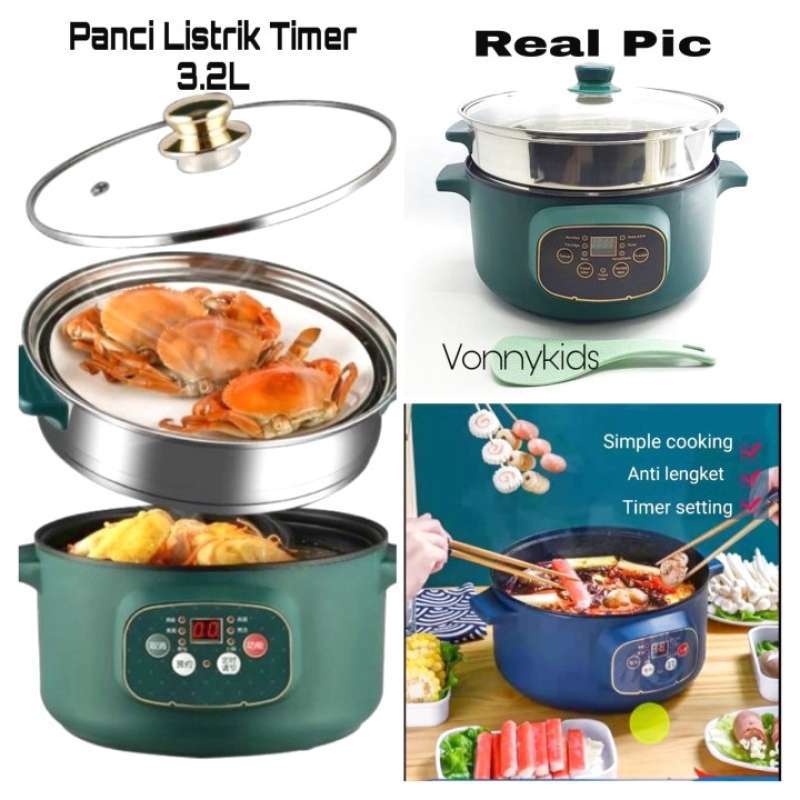 Jual Jual L Panci Listrik Serbaguna Free Kukusan Cm Panci Smart Hot Pot Hijau Di Seller