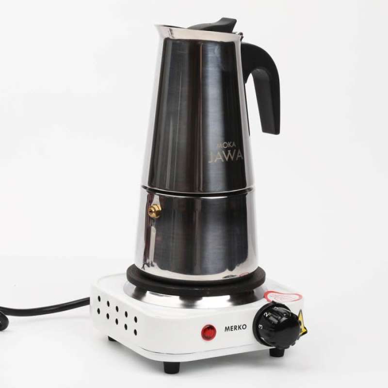 Promo Premium Kompor Listrik Mini Hot Plate W Mokapot Coffee Maker Paket Duo Jawa Putih