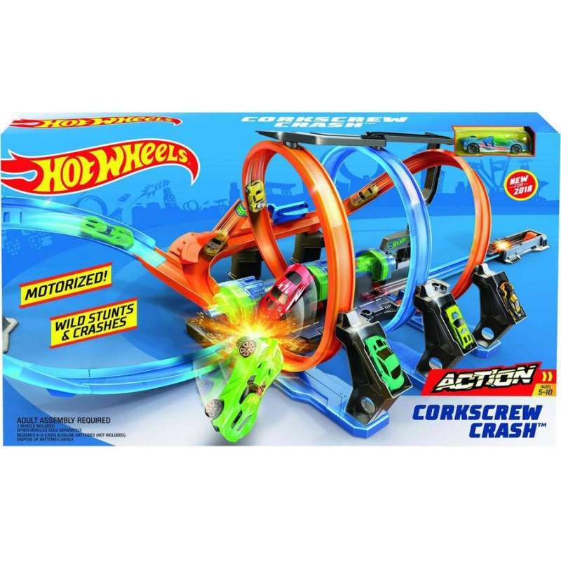 Jual Hot Wheels Corkscrew Crash Motorized Loop Track Set Hotwheels Tomica Di Seller Kota
