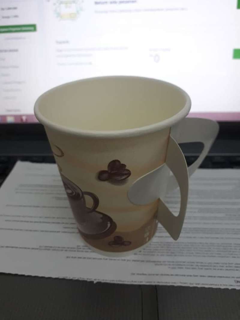 Jual PROMO HOT PAPER CUP SIZE OZ COFFEE HANDLE GELAS KERTAS KOPI ISI PCS Di Seller SNJ