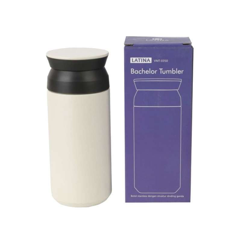 Jual Jual Latina Bachelor Travel Tumbler Thermal Double Wall Ml Hitam Putih Putih Gading