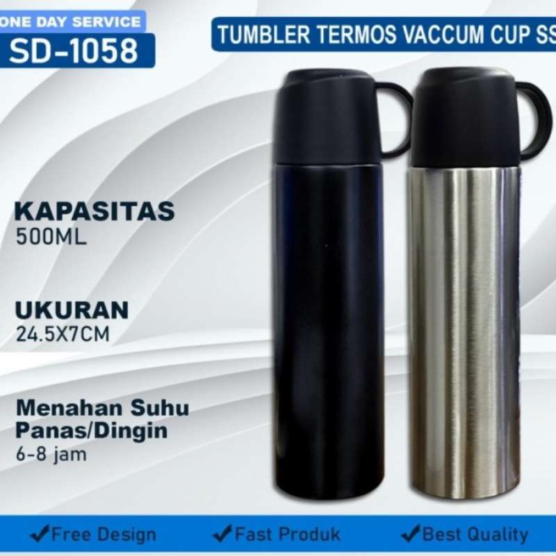 Promo Tumbler Stainless Steel Vacuum Cup Sus 304 500 Ml Hot Cool 12jam Gtos Putih