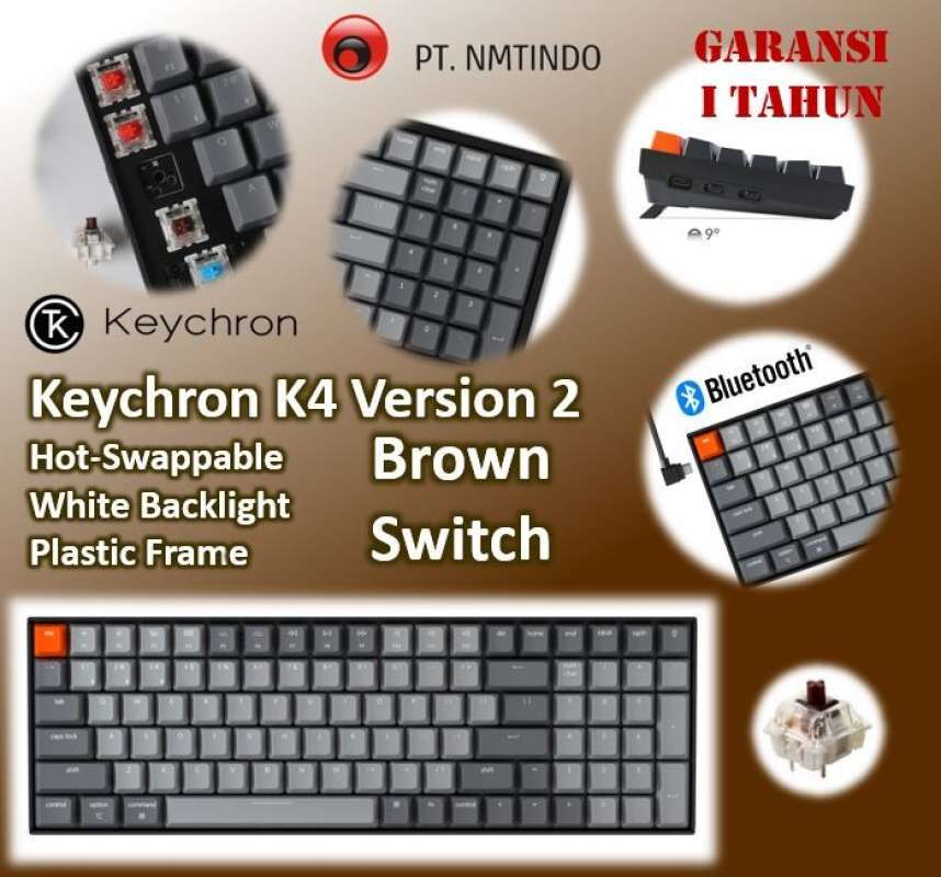 Promo KEYCHRON K4 HOT SWAPPABLE BROWN SWITCH WHITE BACKLIGHT PLASTIC FRAME Diskon 5 Di Seller