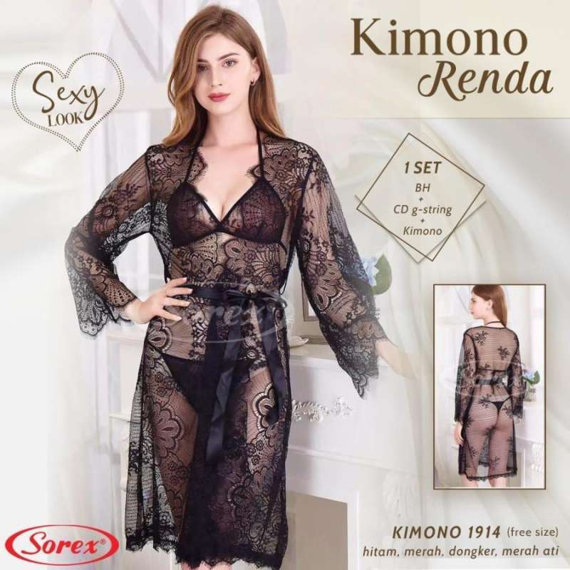 Jual Kimono Set Lingerie Sexy Transparan SOREX Kimono 1914 Di Seller Intimates Pademangan