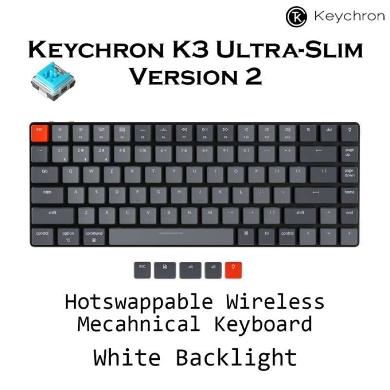Jual Keychron K3 Version 2 Hot Swappable WHITE Backlight Low Profile Switch Di Seller NEW VISION