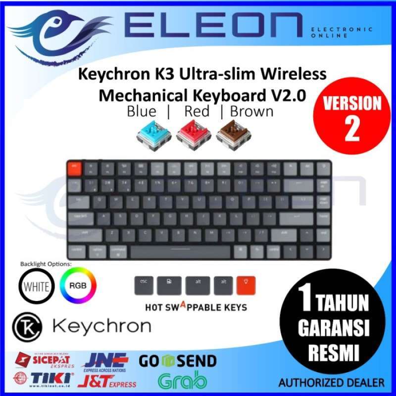 Promo KEYCHRON K LOW PROFILE OPTICAL HOT SWAP WHITE BACKLIGHT RESMI RGB Blue Diskon Di