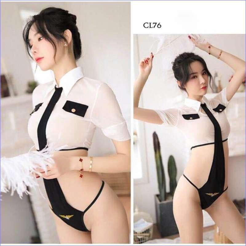 Jual Sexy Lingerie Bodysuit Pilot Costume Cosplay Polisi Pramugari