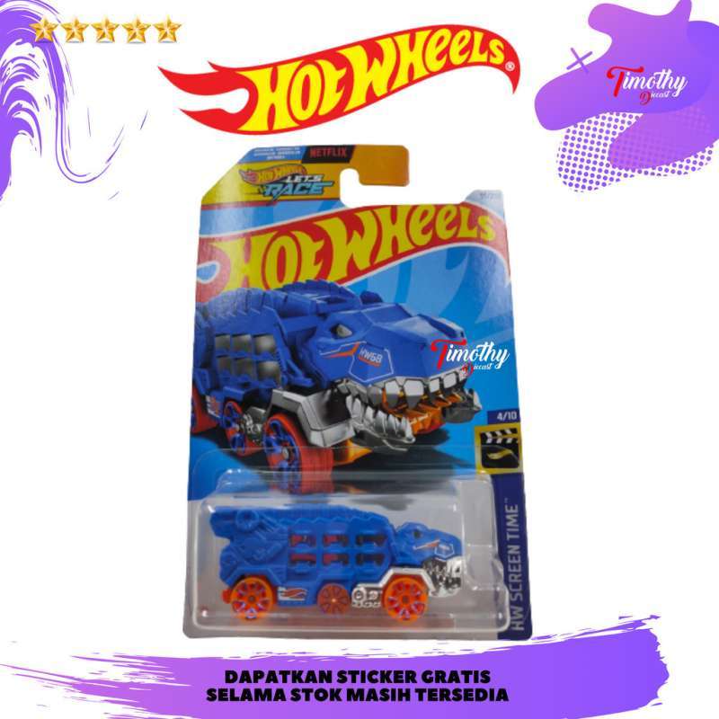 Jual Hot Wheels HW Ultimate T Rex Transporter Biru Screen Time Di