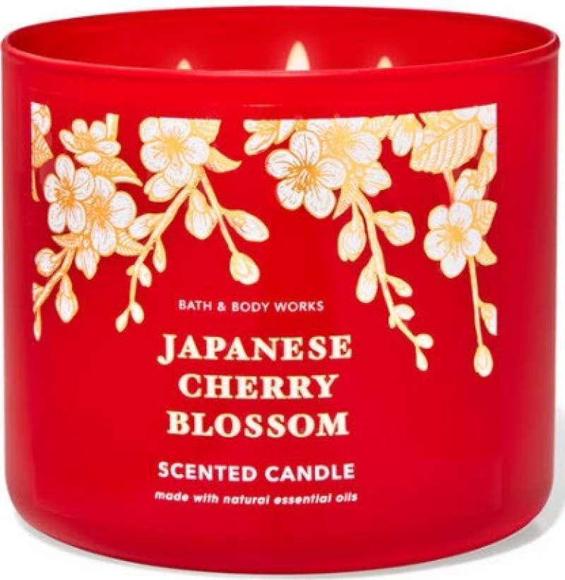 Promo Bath Body Works Bbw Japanese Cherry Blossom 3 Wick Candle 411 G