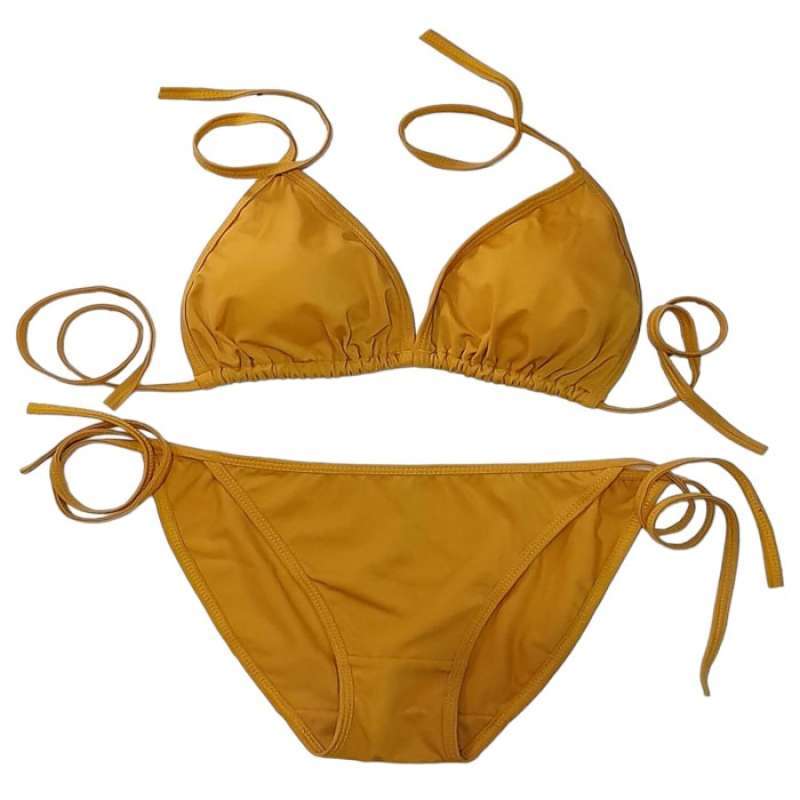 Jual New Bikini Segitiga Ikat Bi Bikini Set Baju Renang Bikini Cream B Di Seller