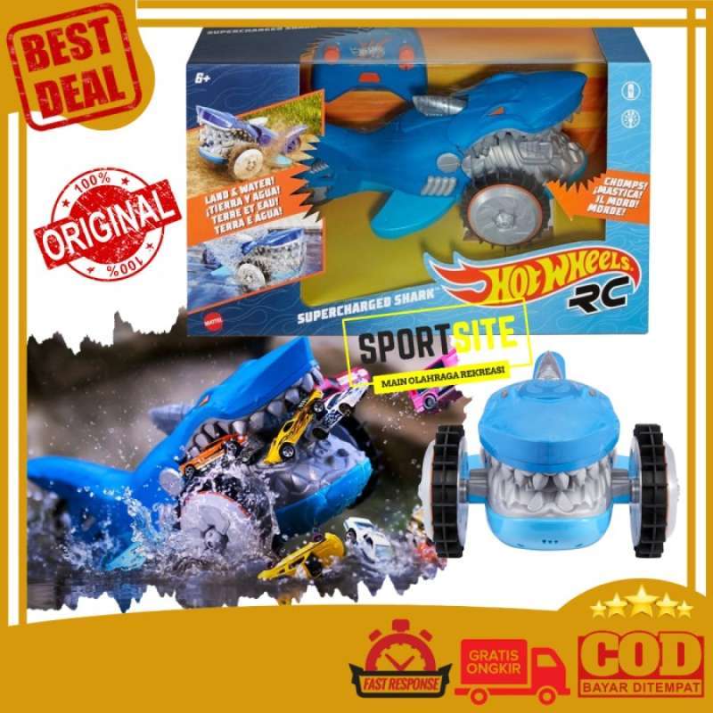 Promo Promo Hot Wheels Rc Supercharged Shark Remote Control Amfibi Air Mobil Hiu Diskon 50