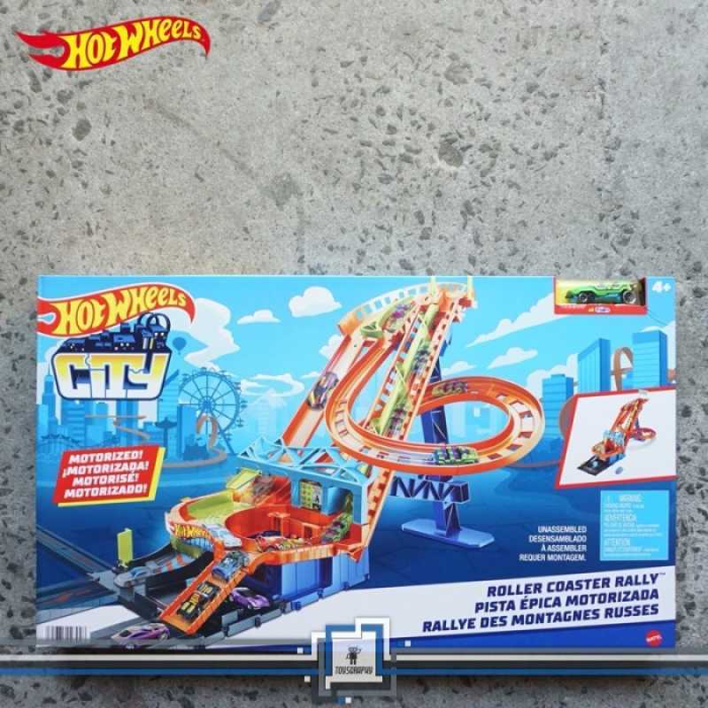 Promo Hot Wheels City Roller Coaster Rally Playset Track Motorized Hotwheels Diskon 23 Di