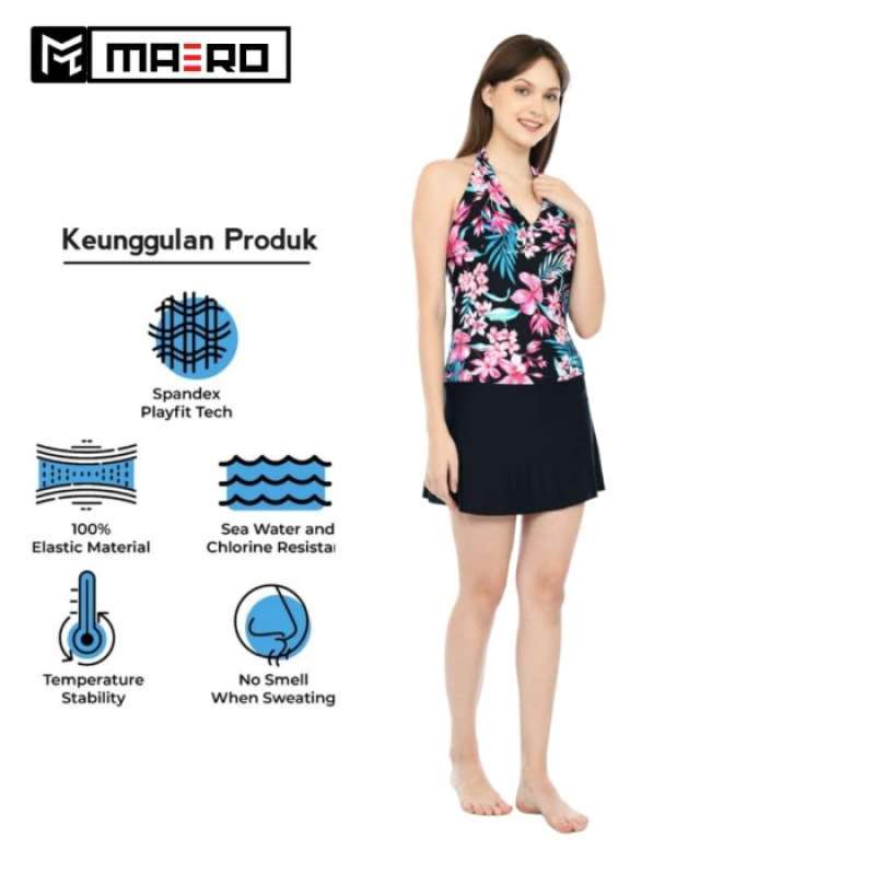 Jual Swimsuit One Piece Baju Renang Wanita Rok Bikini Cup Bh Swimdress