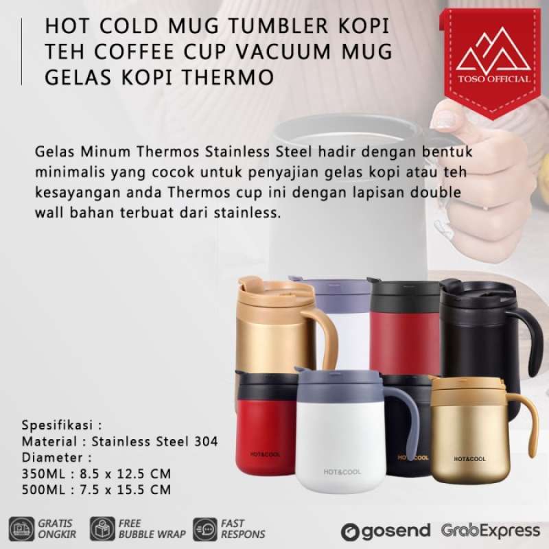 Promo Hot Cold Mug Tumbler Kopi Teh Coffee Cup Vacuum Mug Gelas Kopi Thermo Ml Red Diskon