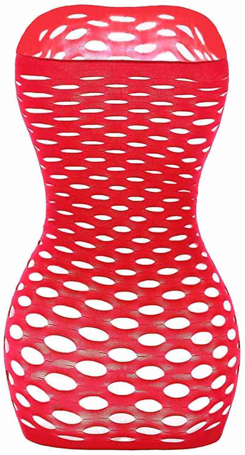 Promo Lingerie Wanita Jaring Rok Lap Jala Mini Gaun Dress Babydoll A Merah All Size Diskon