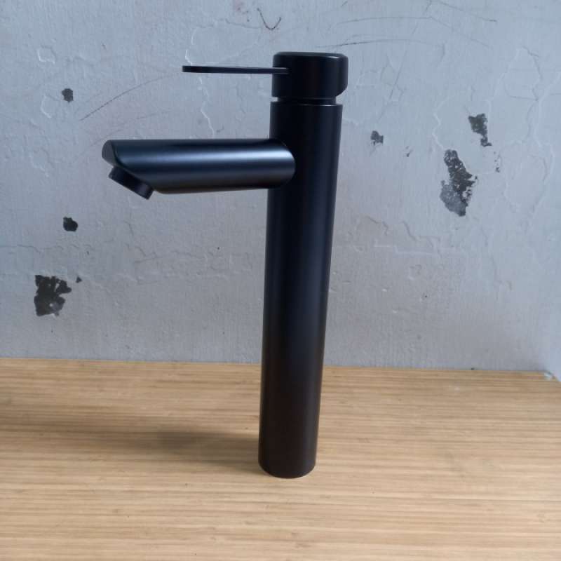 Promo Kran Wastafel Tinggi Panas Dingin Stainless HITAM Keran Air Hot Cold Diskon Di Seller