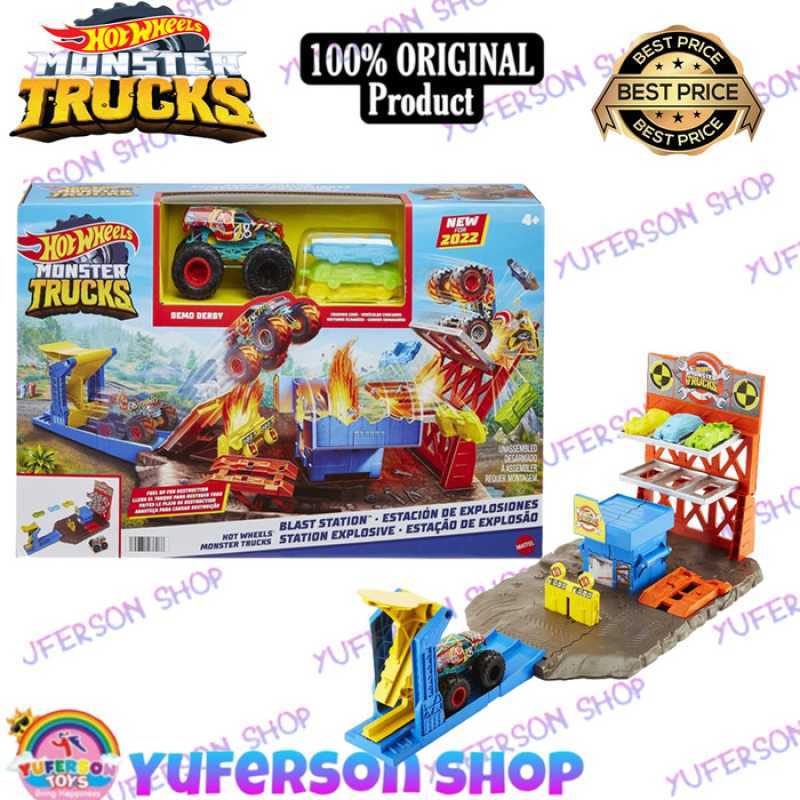 Promo HOT WHEELS HOTWHEELS MONSTER TRUCKS BLAST STATION PLAYSET SKALA 1 64 LUTOFIA Diskon 50