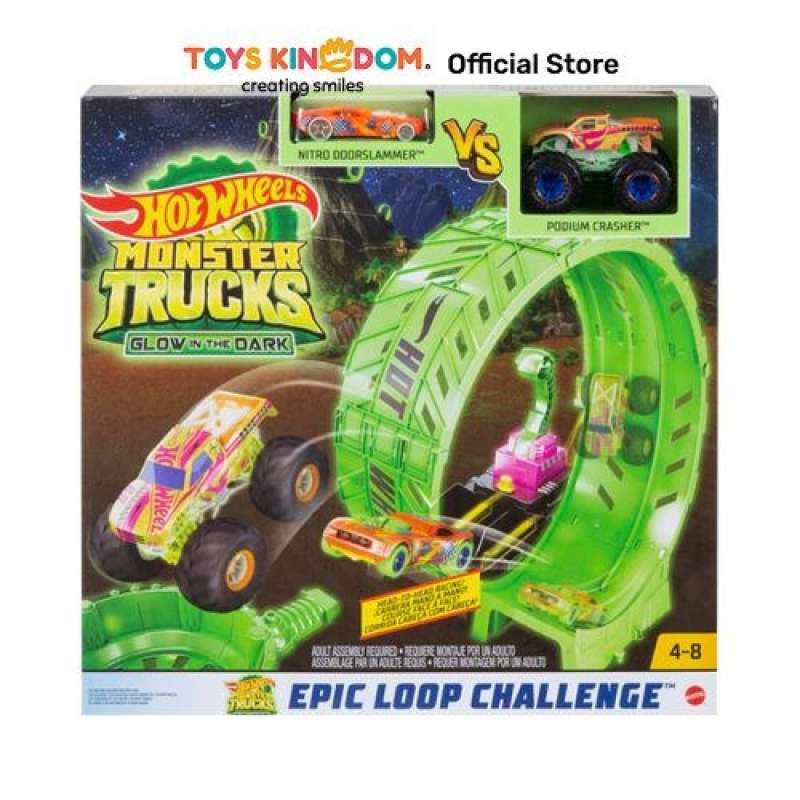 Promo Hot Wheels Playset Monster Trucks Glow In The Dark Epic Loop Hbn02 Diskon 23 Di Seller