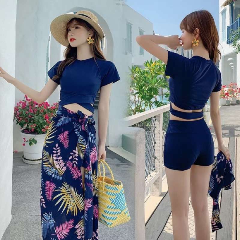 Jual Swimsuit Set Bikini Baju Renang Wanita Gaya Korea Import 8042 Xl