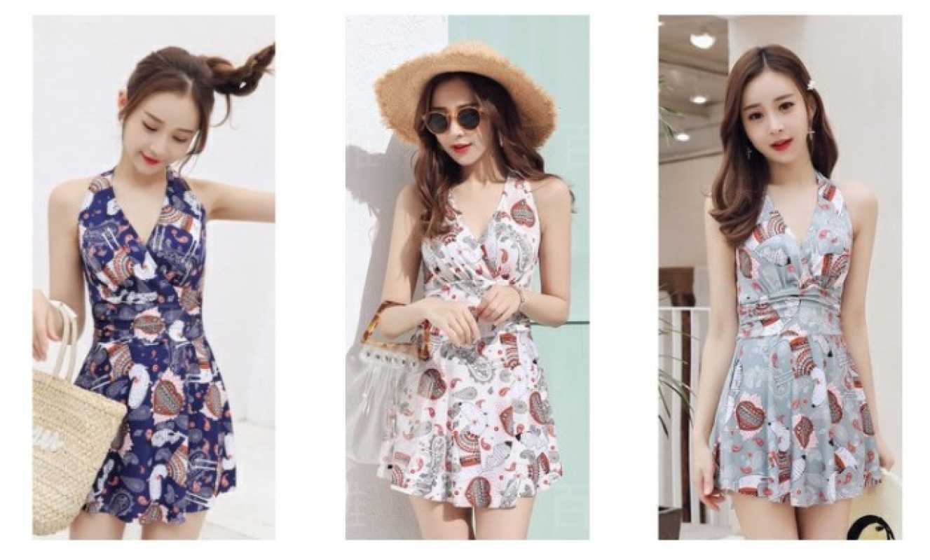 Jual Baju Pantai Bali Rok Celana Swimsuit Wanita One Piece Bikini Top