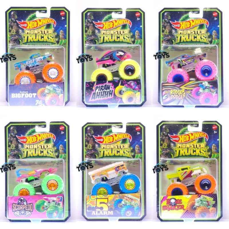 Promo HOT WHEELS MONSTER TRUCKS GLOW IN THE DARK SCALE TOY ASSORTMENT LUTOFIA Bigfoot