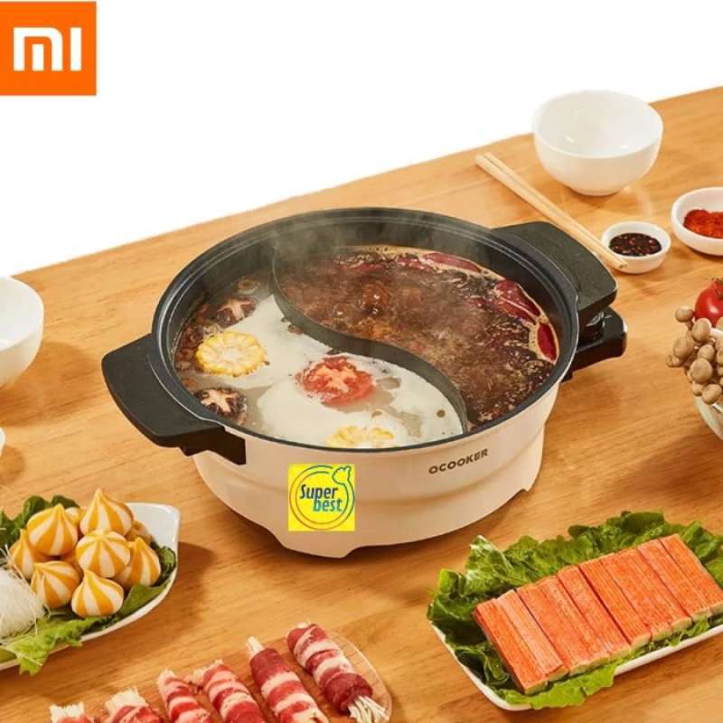 Promo Ocooker Hotpot Crhg03 1500W 4L 2 Grid Electric Hot Pot Termurah HIJAU TOSCA Diskon 10