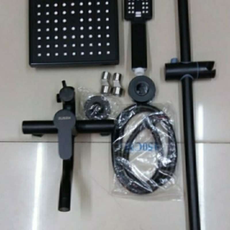 Promo Shower Column Set Panas Dingin Hitam Shower Tiang Set Hot N Cold Diskon Di Seller