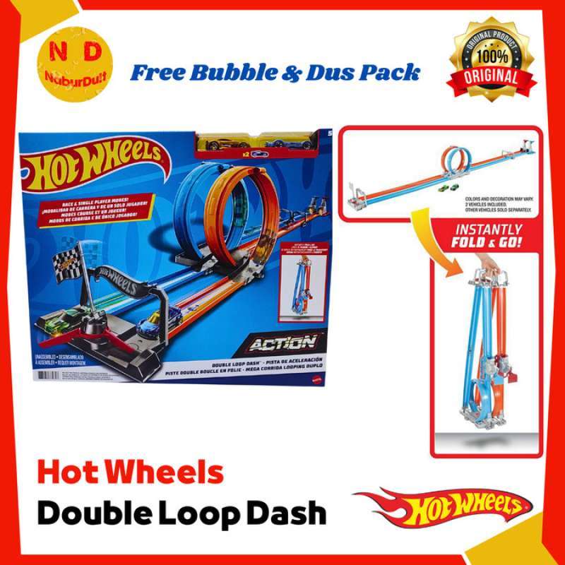 Jual Hot Wheels Track Double Loop Dash Jalur Balapan Launcher Original Di Seller Enzo Store