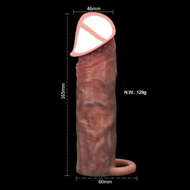 Jual Realistic Penis Sheath Reusable Silicone Condom Cock Extension Sex