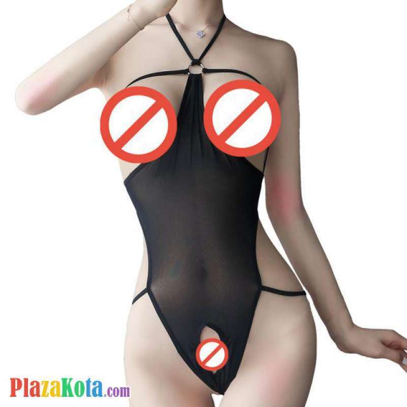 Jual L Lingerie Teddy Halterneck Hitam Transparan Open Cup Crotchless Di Seller