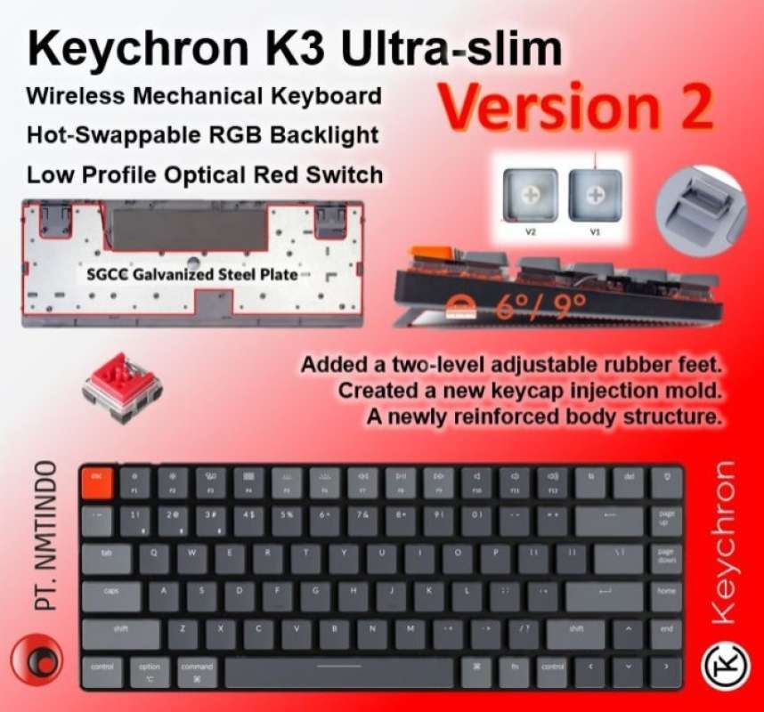 Promo Bonus Pouch Keychron K V Hot Swap Rgb Backlight Optical Red Switch Diskon Di Seller