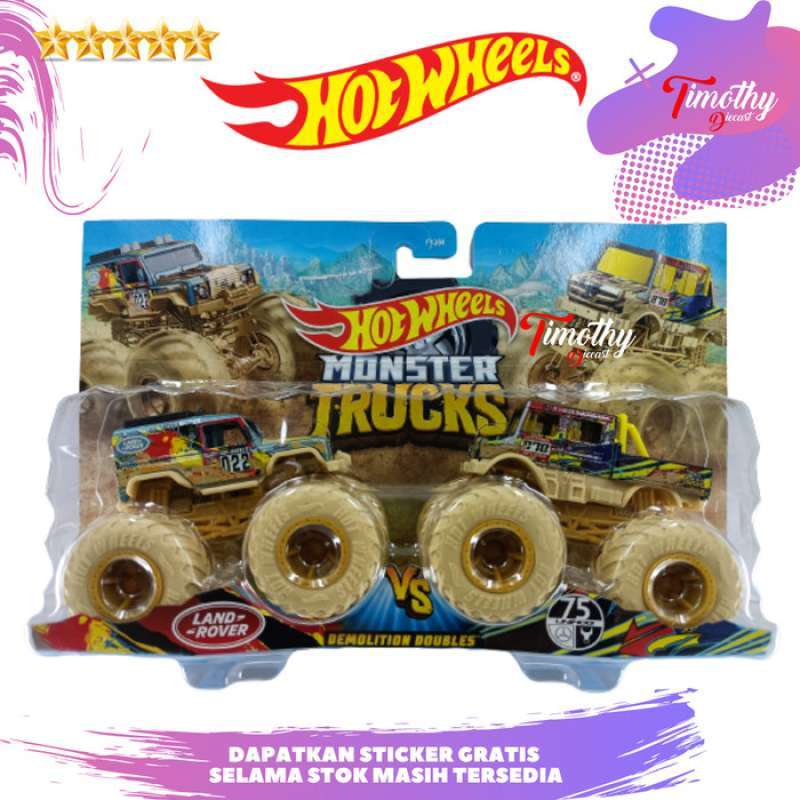 Promo Hot Wheels Monster Trucks Truck Duo Land Rover Vs Mercedez Unimog Diskon Di Seller