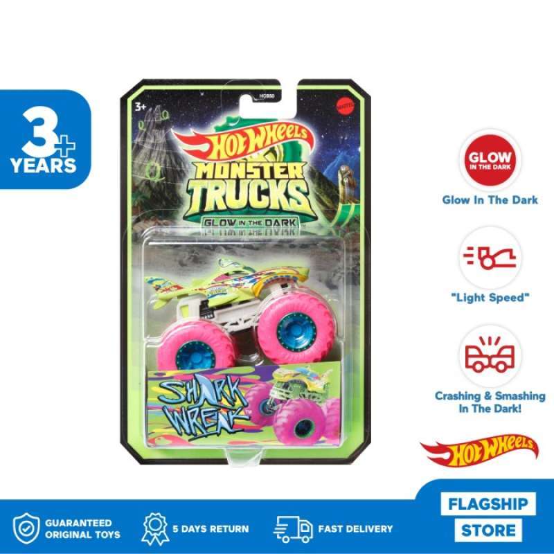 Promo Hot Wheels Monster Trucks Glow In The Dark Shark Wreak Maianan Mobil Diskon 33 Di