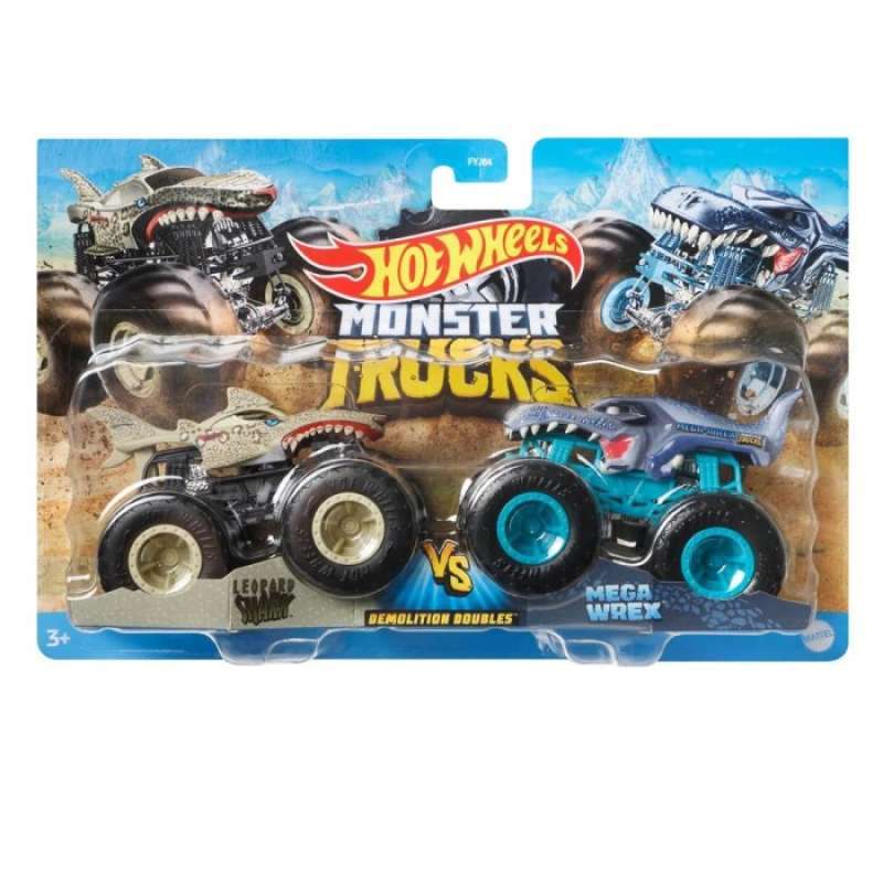 Promo Hot Wheels Monster Trucks Doubles Leopard Shark Vs Mega Wrex Diskon Di Seller Kim