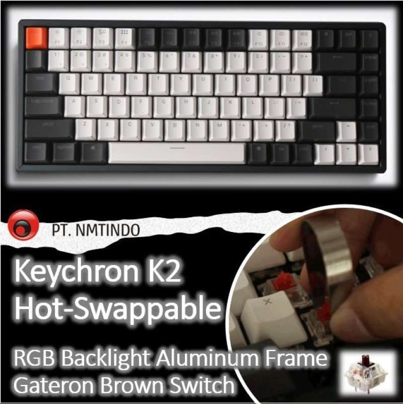 Promo Keychron K2 V2 Hot Swappble RGB Backlight ALUMINUM Frame Brown Switch Diskon 33 Di Seller