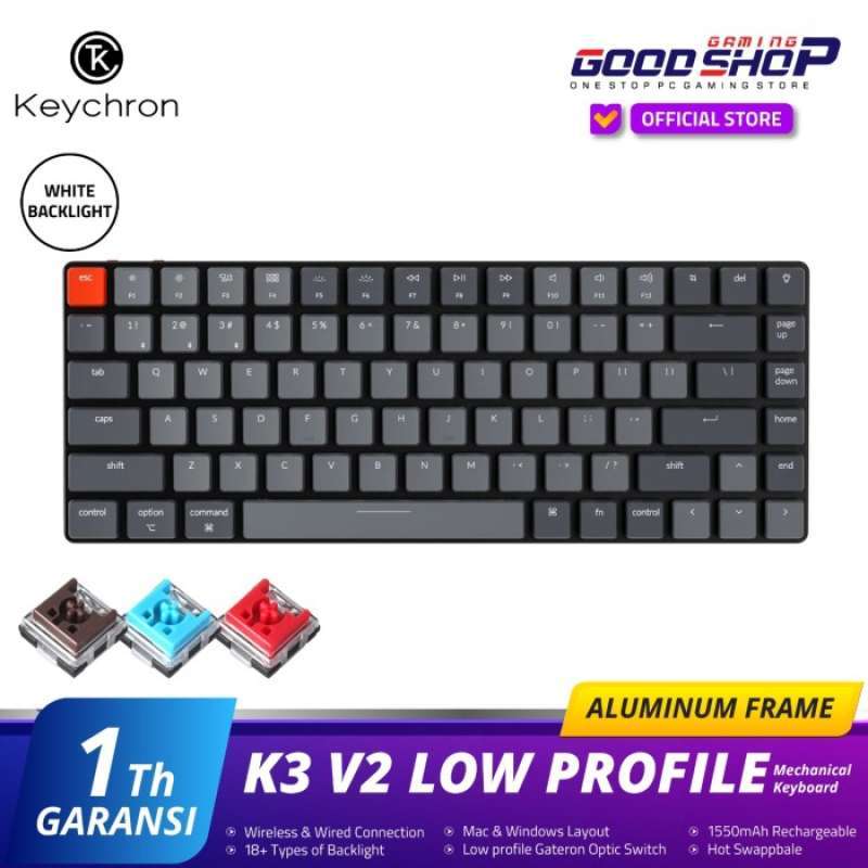 Promo Keychron K Version Hot Swappable White Backlight Low Profile Switch Diskon Di