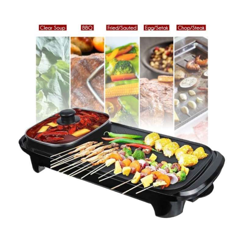 Promo Baru 2In1 Bbq Grill Hot Pot Hotpot Shabu Sukiyaki Electric Electrical Besar Terbaik Diskon