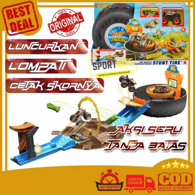 Promo Hot Wheels Monster Trucks Stunt Tire Mainan Track Mobil Playset Ori Diskon 23 Di Seller