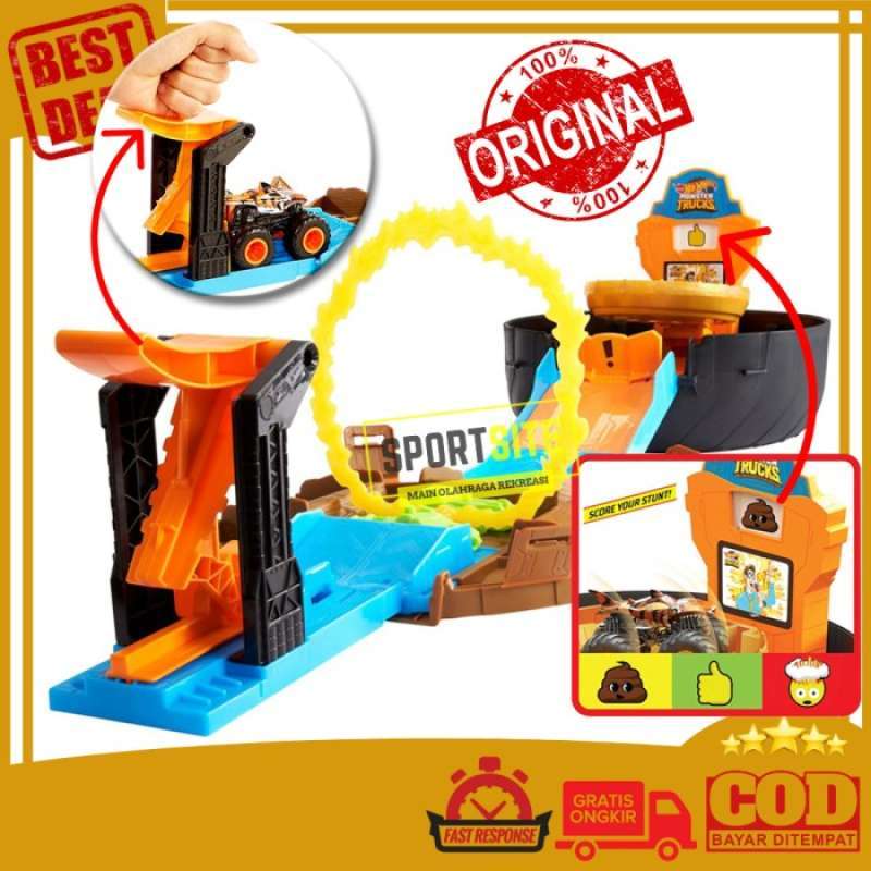 Promo Hot Wheels Monster Trucks Stunt Tire Mainan Track Mobil Playset Ori Diskon Di Seller