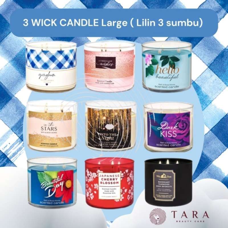 Promo Bbw Bath And Body Works 3 Wick Candle Large Lilin 3 Sumbu Part