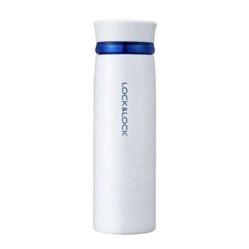 Promo Tumbler Locknlock Feather Ring Light Vacuum Hot Cool 450ml Cold Cup Putih Lis Biru