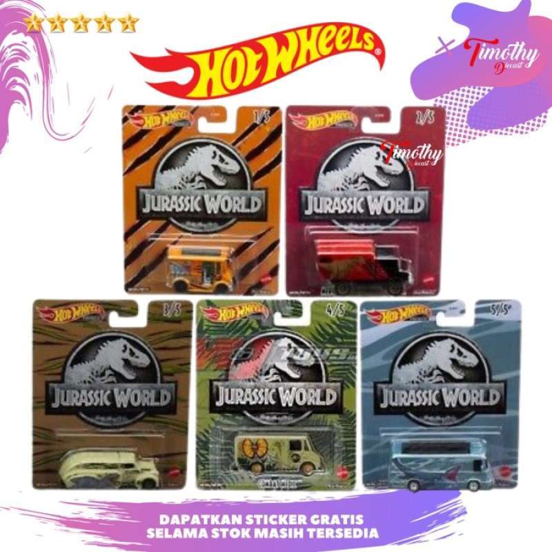 Promo Hot Wheels Premium Set 5Pcs Jurassic World Tour Bus Unimog Medic Bread Diskon 23 Di