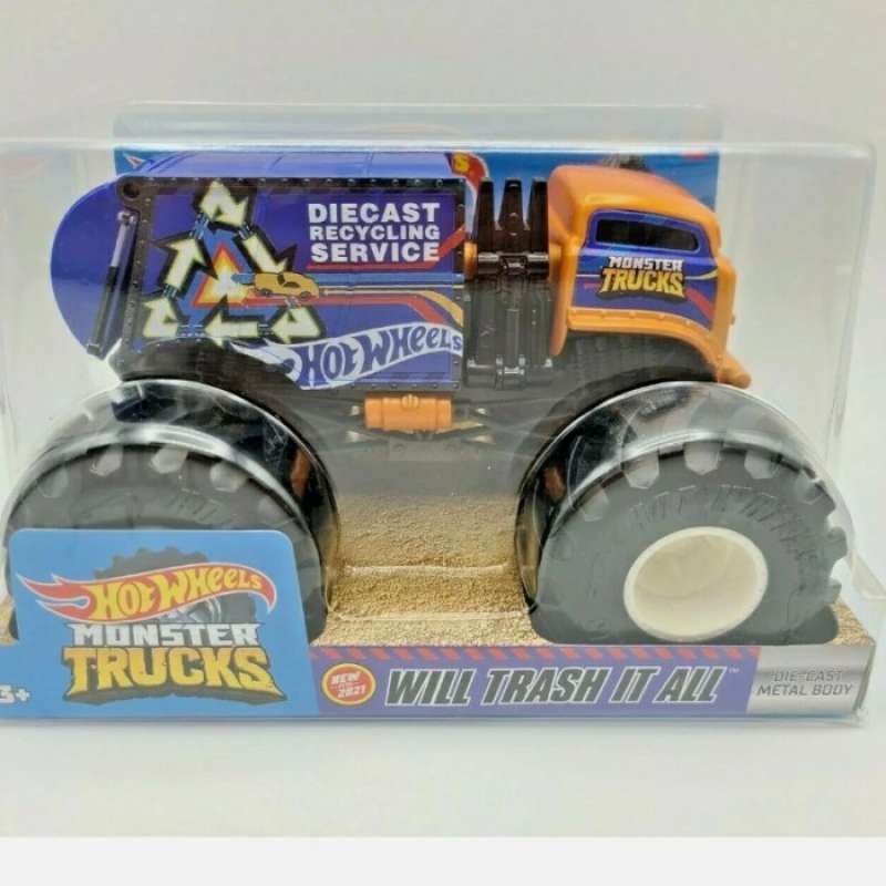 Promo 1 24 MONSTER TRUCKS HOT WHEELS TRASH IT ALL BLUE 2021 TRUCK ORANGE LUTOFIA Diskon 50 Di
