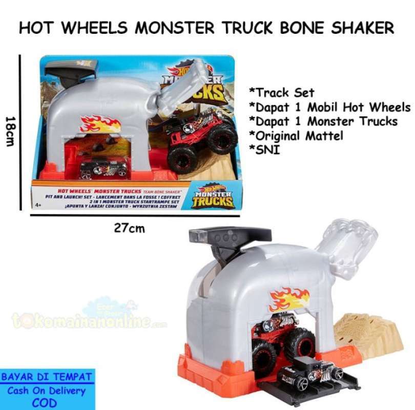 Promo HOT WHEELS MONSTER TRUCK SHARK WREAK BONE SHAKER TRACK SET GKY Diskon Di Seller