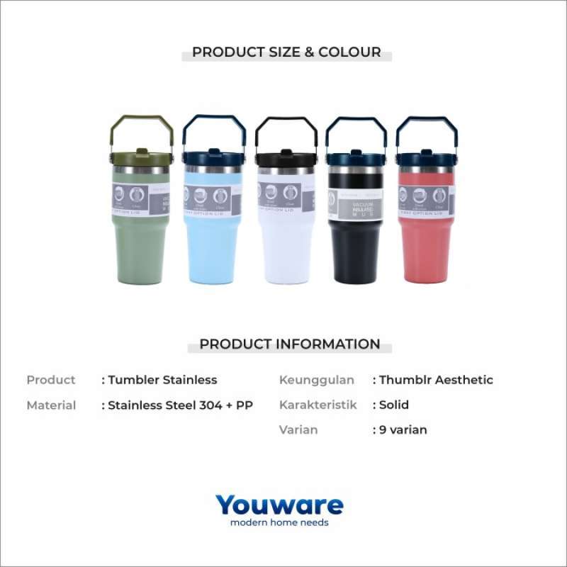 Promo Youware Sumer Stainless Tumbrl Ml Hot And Cold Bpa Free Lorena Blue