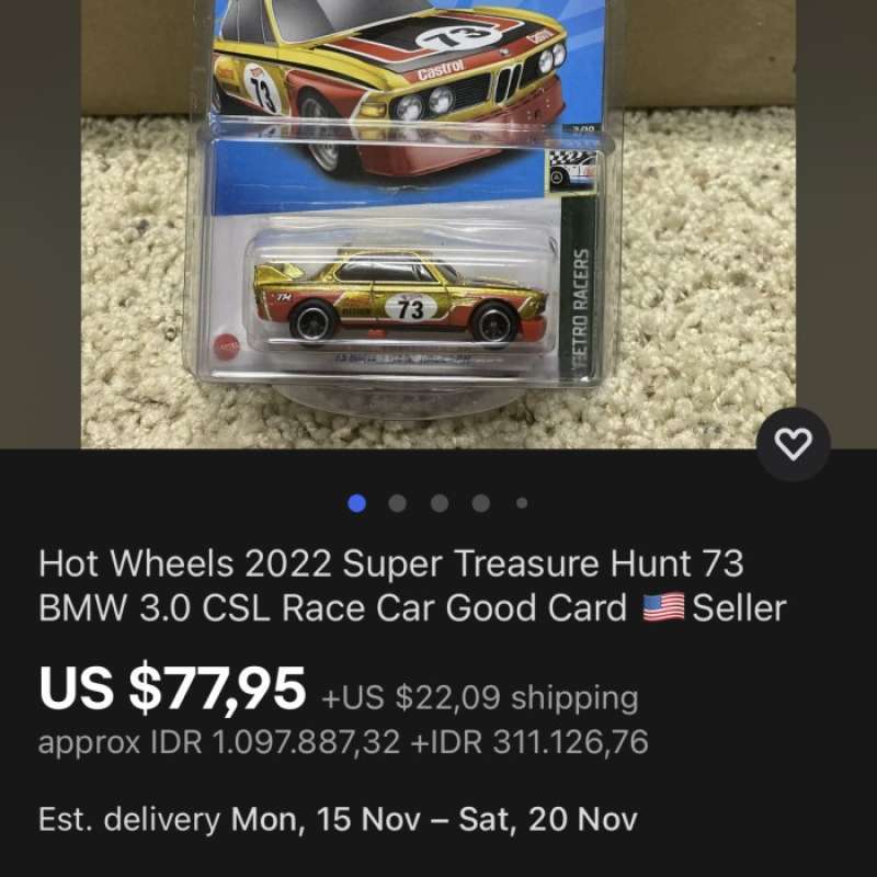 Jual Hot Wheels 2022 Treasure Hunt 73 Bmw 3 0 Csl Ths Di Seller Kalibra Store Kalibata Kota