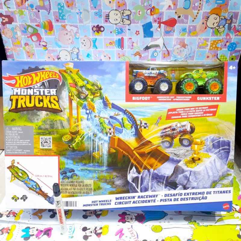 Promo Hot Wheels Monster Trucks Track Wreckin Raceway Mainan Lintasan Mobil Diskon Di Seller