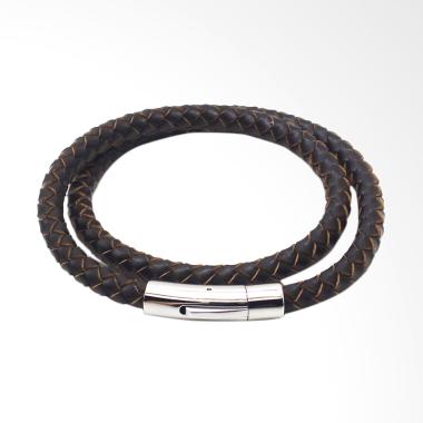 VERNYX Dual Slight Leather Gelang Pria - Brown [GLT6592]