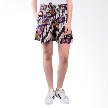 LEMONE Batik Cullote Pants Celana Pendek Wanita Wanita - Ungu